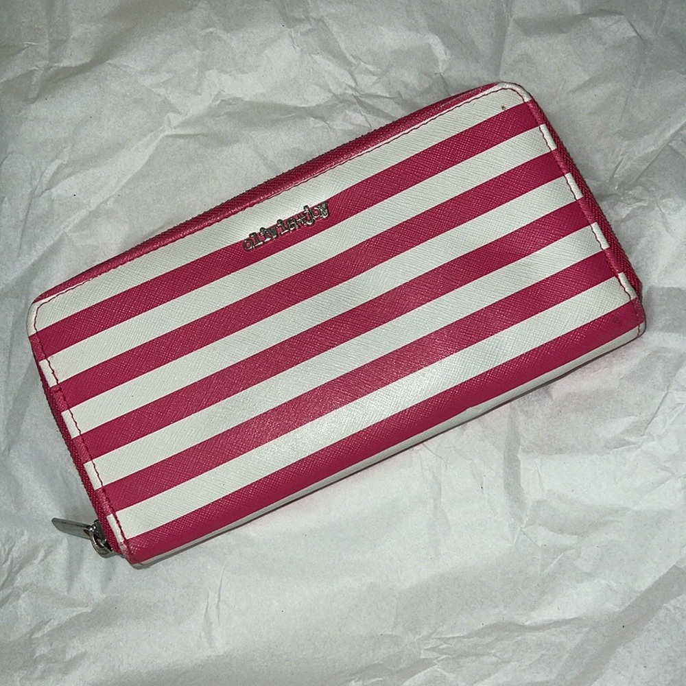 Olivia + Joy Striped Zip Up Wallet NWOT